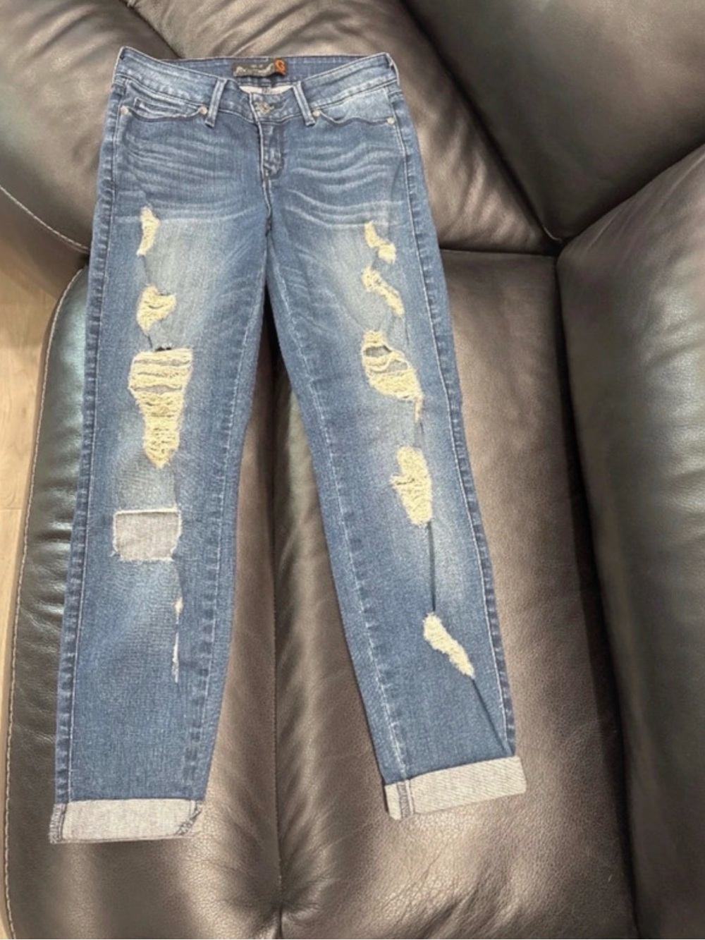 G by Guess Ripped Skinny Jeans in Blue Wash
